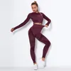 Zestawy treningów jogi dla kobiet 2 -częściowy bezproblemowy strój dresowy w wysokim poziomie legginsy i ubrania na gimnastyczne ubrania na gimnastyczne set1578517