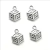 150pcs cube ABC Antique Silver Charms Pendants Jewelry Making Bracelet Necklace Earrings 14*10mm DH0848