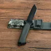 Высочайшее качество Открытое Выживание Прямой Нож 12C27 Черные покрытые Tanto Point Blade Blade FRN Ручка с фиксированным лезвием Ножи с ABS + нейлоновая оболочка