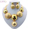 Sets Liffly African Round Necklace Bracelet Dubai Gold Set for Women Wedding Party Bridal Earrings Ring Jewelry 1CXO8543187