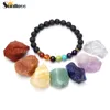 Sunligoo Dropship 7 Chakra Healing Crystals Natural Rough Raw Stone Chakra Armband Meditation Set Reiki Energy Yoga Stone Set 201125