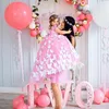 Balo Çiçek Kız Elbise Tül 3D Çiçek Aplikler Pageant Abiye Kelebek Cemaat Fantezi Elbise Kostümleri Çocuklar Resmi