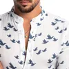 Mens Fashion Casual Printed Shirts Social Summer Hawaiian Slim Fit Button Down Korean Cut Collar Long Sleeve Male Business Beach LJ200925