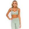 Ny Yoga Set Kvinnor Fitness Kläder Sportkläder Kvinna Gym Leggings Padded Push-Up Strappy Sports Bra 2 st Sportkläder