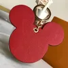 Cute Mouse Designer Key Rings with Bow Keychain PU Leather Animal Car Keyrings Keychains Holder Fashion Keyring