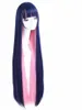 Long Straight Hair Blue Pink Women's Cosplay Wig