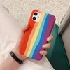 Rainbow Color Liquid Silicone Phone Case For iPhone 11 12 Pro Max Xs Xr 7 8 Se 2020 MAX XR Mini 7 8 Plus SE 2 2020 Gel Rubber Cover