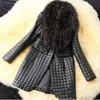 Sonbahar Moda Kadın Mont Dış Giyim Ince Katı Uzun Kollu Faux Deri Kürk Ceket Kış Ölçekli Palto 211220