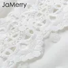 Jamerry Vintage Sexy White Laceショートドレス女性ロングパフスリーブドレスドット女性高級スリムパーティーミニドレスvestidos LJ201204