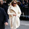 LTPH 2020 Vinter Ny Ankomst Fashion Casual Enkel Solid Färg Real Fur Coat Kvinnor Tjock Lamm Hår Långärmad Cashmere Jacka