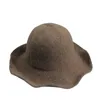 Новая элегантная овечья шерстяная кепка вязание Big Brim Fedora Шляпа зима густая женская модная шляпа аксессуары y200102