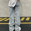 Heart Embroidery Jeans Men Loose Wide Leg Hip-hop Streetwear Males Students Mopping Denim Trousers Fashion Korean Ulzzang Hombre 0309