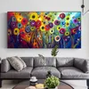 Abstracte kleurrijke bloem olieverf gedrukt op canvas prints wall art foto's voor woonkamer moderne home decor frameless