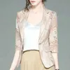 Fashion-Spring Lace Small Shawl Coat Nuns Hollow Tunna Top Mid-Sleeve Suit Office Lady Womens Jackets Blazer Women Set