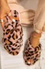 Casa Mulheres Chinelos de Pele Indoor Leopard Print Furry Slides Fluffy Macio Plana de Pelúcia Não Chinelos Casa Casual Sapatos Senhoras Feminino