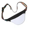 5pcs Sublimation DIY Blank White Oxford Fanny Packs Heat Transfer Printing Zipper Waist Bag