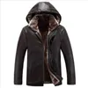 Mens Jacket Middle Aged Mens Sheep Leather Coats Fur Collar Mens Fur Long Plush Thick Overcoat Winter Jacket Men Keep Warm Coat 201126