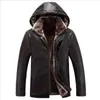 Veste pour hommes d'âge moyen pour hommes en cuir de mouton manteaux col de fourrure pour hommes fourrure longue en peluche épaisse pardessus veste d'hiver hommes garder au chaud manteau 201126