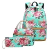 Mochilas escolares para as sacolas de meninas adolescentes Bolsas de crian￧as leves para crian￧as viajam de backpack de lona florais Set313g