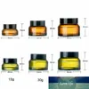 1pcs 15g 30g 50g Amber Green Empty Glass Facial Cream Jar Pots Cosmetic Container Black Lid Glass Bottle Travel Packing