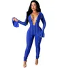 Vrouwen jumpsuits sexy verband onesies open navel hoorn mouw stuk nachtclub bodysuit ontwerpers kleding