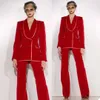 New Arrival Red Women Pants Suits For Wedding Mother of the Bride Suit Ladies Evening Party Tuxedos Formal Wear 2 pieces
