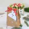 Decoraciones navideñas 24 unids/lote papel Kraft Bowknot bolsa de embalaje de dulces árbol muñeco de nieve caja de regalo para galletas de Chocolate