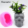 Abstract skull flowerpot silicone mold fondant cake mold resin plaster chocolate candle candy mold free shipping 201023