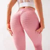 Pantalon de yoga à taille haute rose Tummy Control Minceur Booty Scrunch Leggings Entraînement Exploitant Sport Sport Collants Sport Femmes 201103