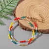 Boho Damen handgefertigte mehrfarbige Glasperlen, Intervall, weiße Glasröhre, mehrschichtige Armbänder für Frauen, Strand-Stil-Schmuck