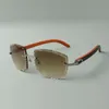 2022 Designers Lunettes de soleil 3524023 COUPS LENS Temples en bois orange naturels