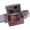 Die gesamte professionelle Make-up-Set-Box von Miss Rose aus Aluminium mit drei Schichten enthält Glitzer-Lidschatten, Lipgloss, Rouge für Make-up-Kunst8880019