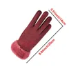 Dames Suede Volledige Vinger Warm Winterhandschoenen Vlinder Gedrukt Zachte Casual T-shirt Scherm Wijsvingerhandschoenen