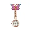 Bröstklockor Pocket Nursing Watch Fjärilar Klockor För Sjuksköterska Student Kvinnor Klipp på Brosch Stainless Steel Färgglada Butterfly Medical Clock