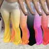 FT003 Streetwear Gradient Women Elastic Wide Leg Flare Pants Leggings High midjebyxor Drapade joggerbyxor Sweatpants