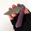 Beperkte aangepaste versie CR-zakmessen Inkosi geanodiseerd paars titanium handvat Mooie Damascus-meszak EDC Tactisch kampeergereedschap Outdoor-uitrusting