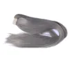 Silver grey natural ponytail human hair drawstring clip in Ponytail gray hair piece 140g ombre hightlight grey piece