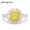 Pansysen Classic 100 925 Sterling Silver 4mm Citrine Lab Moissanite Wedding Engagement Rings Kvinnor Hela fina smycken Ring Y03374682