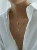 Dainty Gold Necklace Women Girls Opal Necklace Double Leaer Chain Simple Clavicle ChainNecklace Clavicle Chain Jewelry266J