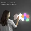 Luces de sensor táctil de luz cuántica lámpara hexágono hexágono lámpara de pared modular magnética creativa decoración del hogar lámpara de color