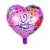 سعيد رومانسية عيد الحب على شكل قلب الألومنيوم احباط الملونة البالونات طفل حفلة عيد الحب البالونات أحبك الخوخ القلب