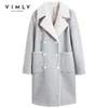 Vimly gęstość wełnianego płaszcza zimowe kobiety eleganckie biuro dama podwójnie piersi lapy poeckets vintage casaco feminino f5121 201215