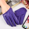 Women New Fashion PU Leather Gloves Sexy Half Palm Full Finger Gloves Lady Stage Show Party Nightclub Pure Black Short Mittens