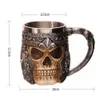 Cupleira de caneca de caneca dupla de aço inoxidável 3d caveira caull knight tankard dragão personalizado bebendo canecas y200107