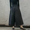[EAM] 높은 탄성 허리 검은 나비 붕대 바지 새로운 느슨한 맞는 넓은 다리 바지 여성 패션 조류 봄 가을 2020 LJ201030