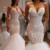 Luxe Sexy sirène robes de mariée avec bretelles Spaghetti perles robes de mariée 2021 fermeture éclair dos grande taille vestido de novia