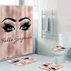 Girly Rose Gold Eyelash Maquillaje Cortina de ducha Cortina de baño Set Spark Rose Goteo Cortina de baño Eye Lash Salón de belleza Decoración para el hogar LJ201128