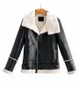 New autumn winter design fashion women's faux lamb fur patchwork letter print suede leather warm jacket coat plus size S M L 172I