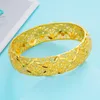 Hollow Filigree Dubai Gold Bangle Bridal Wedding Jewelry Gold Filled Bracelets for Womens