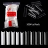 2022 Fashion 500pcs/bag long square square square pass tips clear/natural c curve curve half cover diy acrylic fake nails salon manicure designs lady phingernail